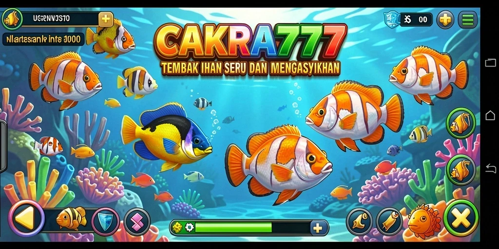Screenshot gameplay CAKRA777 menampilkan aksi seru menembak ikan.