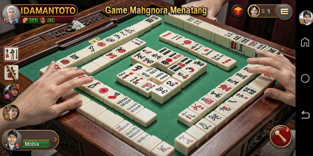 Tampilan gameplay menarik dari IDAMANTOTO dengan ubin Mahjong.