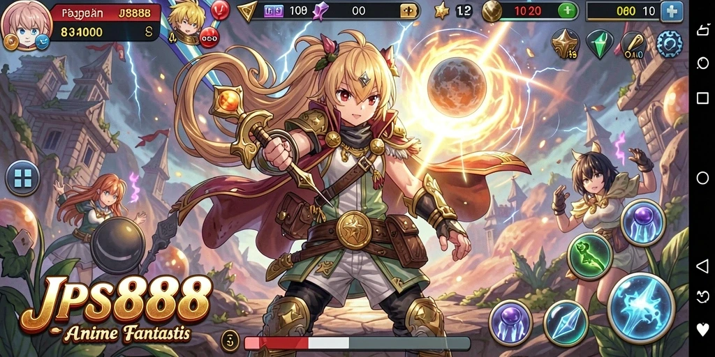 Tampilan gameplay JPS888 yang penuh warna dan karakter menarik.