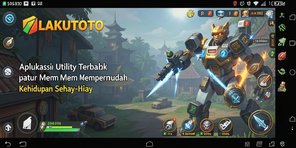 Tampilan utama aplikasi LAKUTOTO dengan fitur-fitur Utility yang mudah diakses.