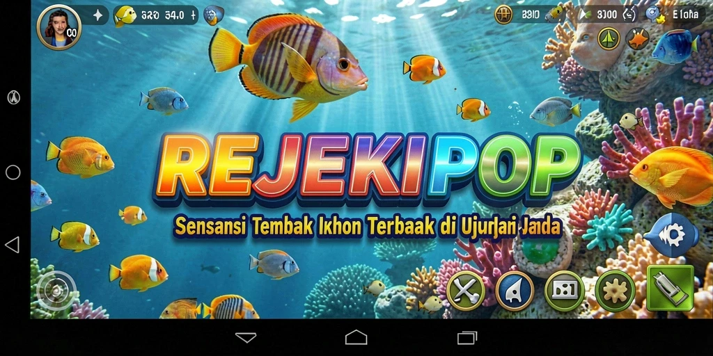 Screenshot gameplay REJEKIPOP menampilkan momen menembak ikan yang seru dan mendebarkan.