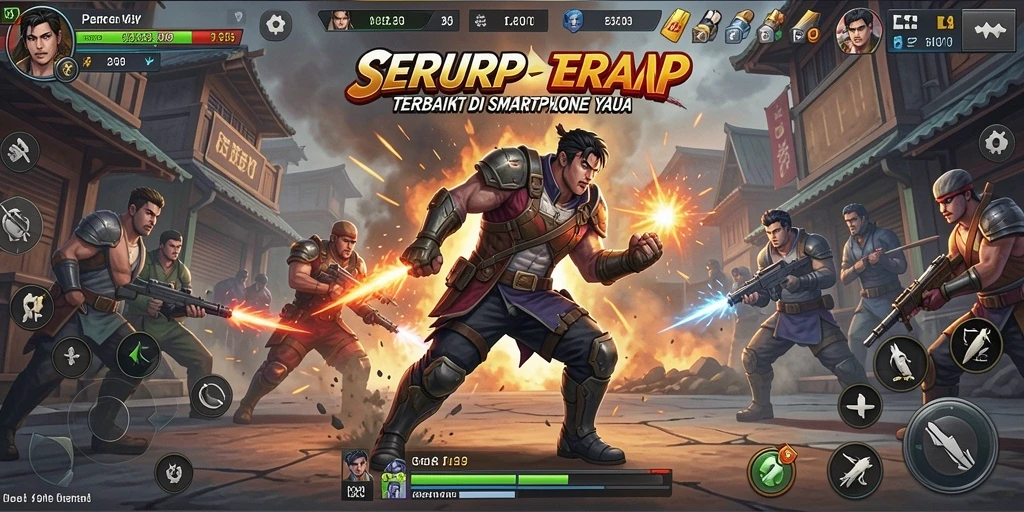 Tampilan gameplay SERURP yang penuh aksi pertarungan sengit.