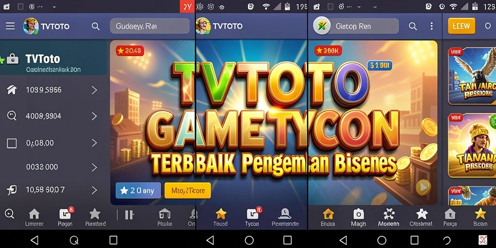 Tangkapan layar utama TVTOTO yang menampilkan gameplay Tycoon.